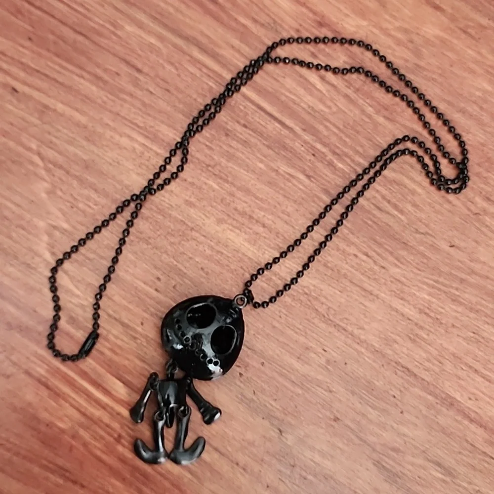 Black Necklace With Jack Skeleton Pendant Necklace